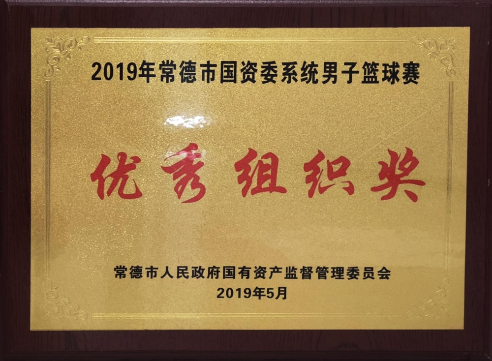 2019年常德市國資委系統(tǒng)男子籃球賽優(yōu)秀組織獎