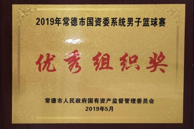 2019年常德市國資委系統(tǒng)男子籃球賽優(yōu)秀組織獎