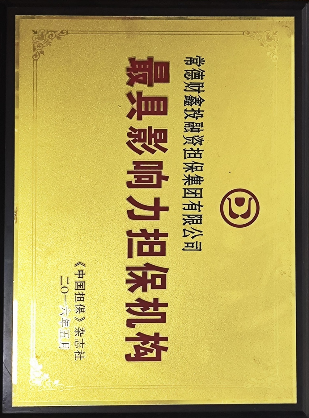 2016年常德財(cái)鑫投融資擔(dān)保集團(tuán)：有限公司最具影響力擔(dān)保機(jī)構(gòu)